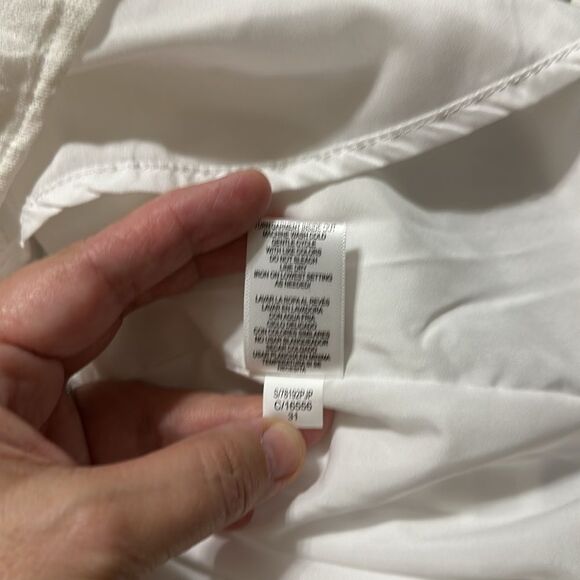 52seven 12P White Floral Mock Neck Button Front 3/4 Sleeve Belted Dress - Picture 16 of 16